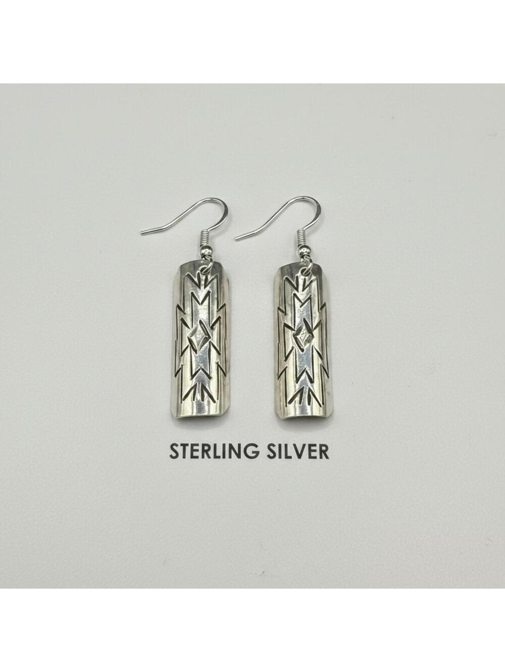 Authentic Navajo Florence Tahe Sterling Silver Dangle Earrings